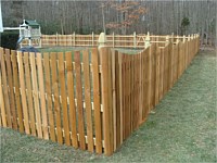 <b>Cedar Spaced Picket Concave Dip Wood Fence  with French Gothic Posts</b>